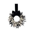 thumbnail image 2 of Cififendec Halloween Baby Breath Black Bow Wreath, 8.66", Dark Leaf Floral Round Door Hanging for Cemetery Fence Porch Gothic Spooky Holiday Decor, 2 of 5