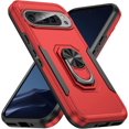thumbnail image 1 of KOMI Étui Compatible avec Google Pixel 9 / 9 Pro avec Support Magnétique, Armure Militaire Robuste Antichoc Anti-Chute Étui de Protection pour Hommes Femmes Noir Rouge, 1 of 5
