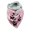 thumbnail image 1 of Women Flowers Butterfly Print Cotton Winter Warm Button Up Scarf, 1 of 3