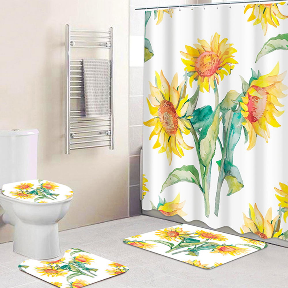 Details about   Creative Lion Hand Painted Waterproof Fabric Shower Curtain Bathroom Mat 12 Hook 