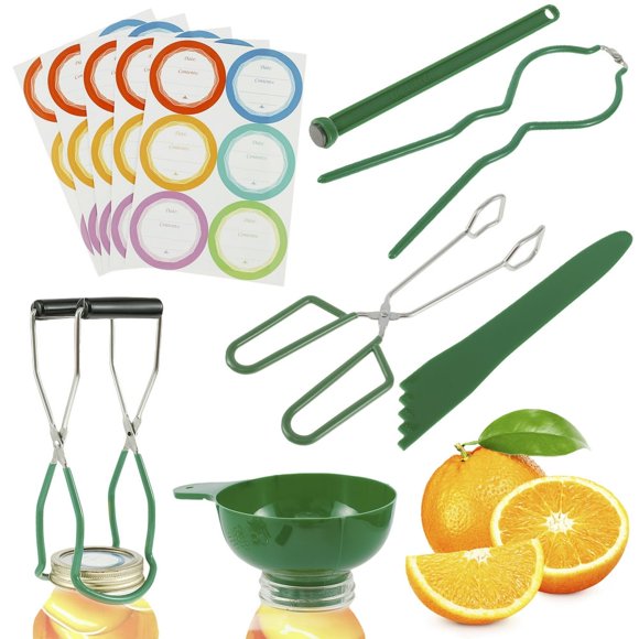 Kit de Démarrage de Fournitures de Mise en Conserve 36 Pcs avec Étiquettes Ensemble d'Outils de Mise en Conserve avec Élévateur de Bidon Entonnoir à Bulles