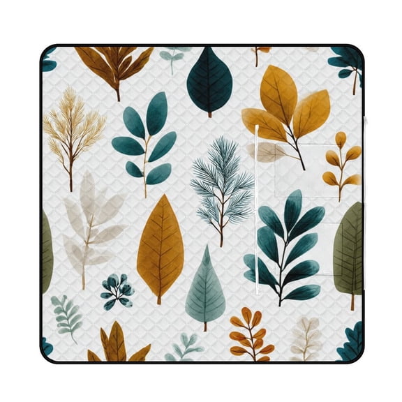 Watercolor Autumn Leaf Seamless Pattern Waterproof Picnic Blanket with Foldable Zipper, Suitable for Outdoor Use, Suitable for Travel, Camping, Beaches, Parks, Grasslands, Picnic Blanket Accessories