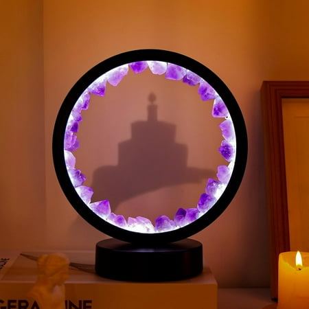 

Runyansghi Amethyst Tooth Night Lamp 8.6 Natural Healing Crystal Bedside Lamp Usb Port 3 Colours Dimming Mode Bedroom Lamp Suitable Night Light Ideal Gift