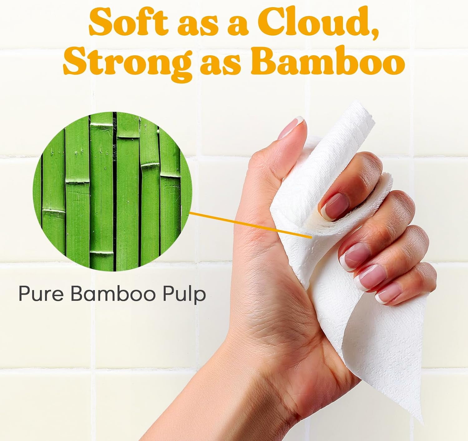Organic Bamboo Toilet Paper 3 Ply - Sustainable Toilet Paper - 6 Jumbo Rolls & 350 Sheets Per Roll - Septic Safe - 100% Natural - PFAS & BPA Free - FSC Certified