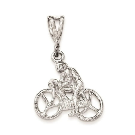 925 Sterling Silver Polished Figure On Bicycle 3-D Charm Pendant