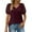 Burgundy, variant on Fesfesfes Tops Fashion Woman Causal V-Neck Vintage Solid Blouse Short Sleeve T-Shirt Summer Tops Mesh Short Sleeve Tops for Women XL(US:10)