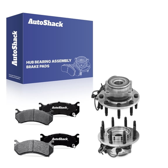 AutoShack Front Ceramic Brake Pads   Wheel Hub Bearing Assemblies with ABS Replacement for 2007 GMC Sierra 1500 Classic 2001-2006 GMC Sierra 1500 2001-2003 Chevrolet Silverado 1500 HD 6-PC Kit
