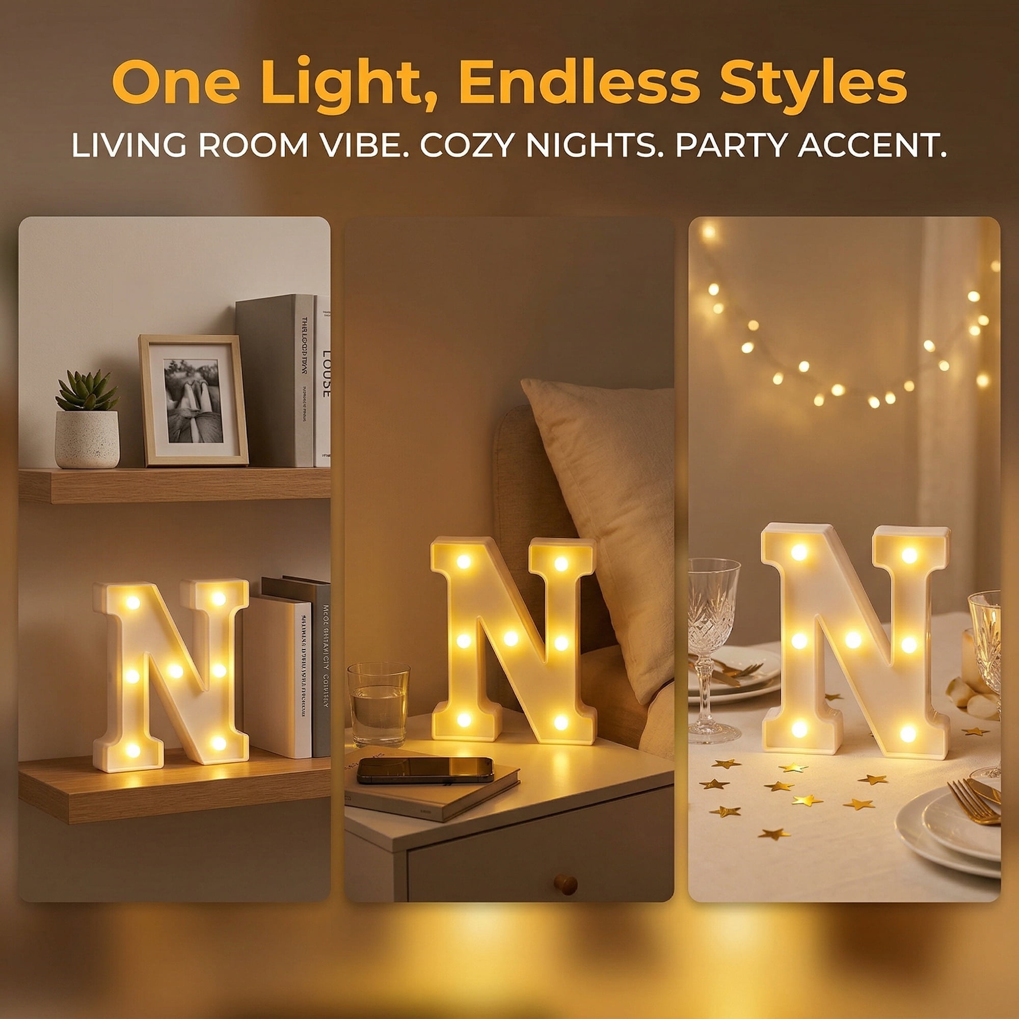 Unique Bargains Marquee Letters With Lights LED Light Up Signs Letter N 5.5"L x 1.3"W x 8.1"H