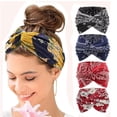 thumbnail image 2 of 6PCS Printed Cross Yoga Headband, Boho Style & Paisley Print Hair Band Wide Elastic Hair Band, Boho Bandeau, Twist Headbands For Women, Style Meets Comfort (6PCS B), 2 of 5