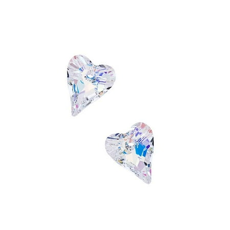 - Swarovski Crystal, #6240 Wild Heart Pendants 12mm, 2 Pieces, Crystal AB
