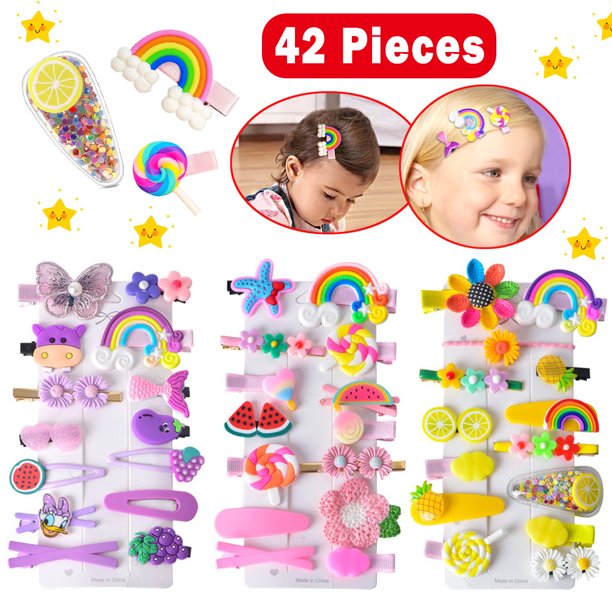 MAINYU 42 Pieces Hair Pins Cute Baby Hair Clips Bow Fruit Flower Clips
