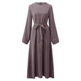 thumbnail image 5 of Women's Casual Dress Solid Dress Flare Sleeve Abaya Elegant Dress Arab Kaftan Long Sleeve Solid Dress Silk Gloves for Women Long Burka for Women Headwear Pregnancy Dress for Women plus Size Dresses, 5 of 5