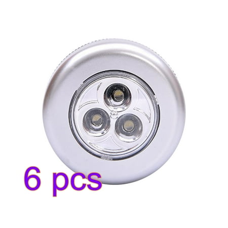 

6pcs 3 LED Battery Powered Wireless Night Light Stick Tap Touch Push Security Closet Cabinet Kitchen Wall Lamp
