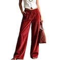 thumbnail image 2 of Wovilon Women's Pants, Corduroy Fabric with Button Fly, Front Pockets, Wide Straight Leg Relaxed Fit for Fall, 2 of 5