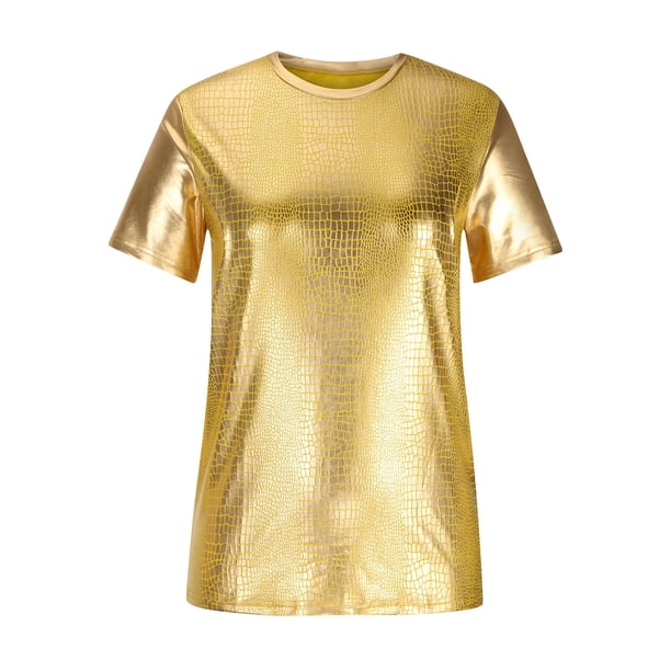 Tops delgados de tendencia adolescente de manga corta con cuello en V brillante casual para hombres Pompotops oipoqjl34330