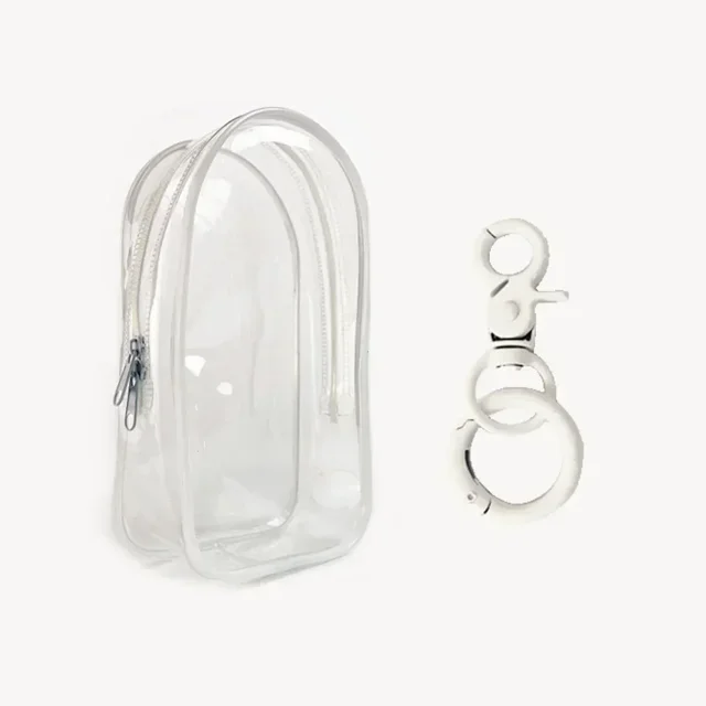 for 17cm Labubu Transparent Protector Case Organizer Box Plush Dolls Outdoor Display Bag With Keychain Doll Accessories Colorful