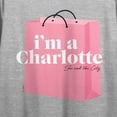 thumbnail image 2 of Sex and the City I'm a Charlotte Pink Shopping Bag Women's Heather Gray Short Sleeve Crop Tee-Large, 2 of 3