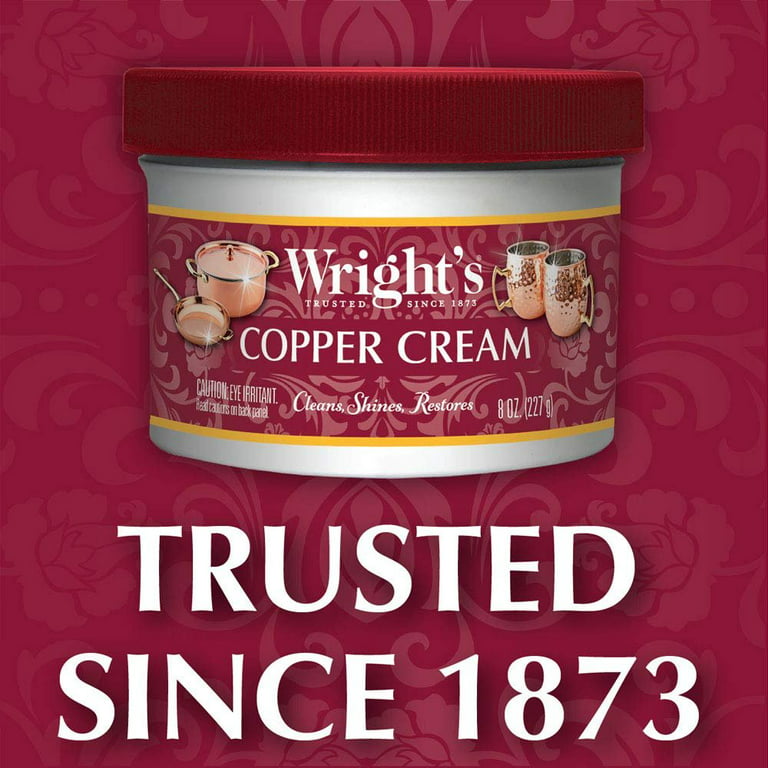 Wright's Copper, Brass Cream Cleaner - 8 Ounce - Gently Cleans  and Removes Tarnish Without Scratching : Copper Cleaner : Health & Household