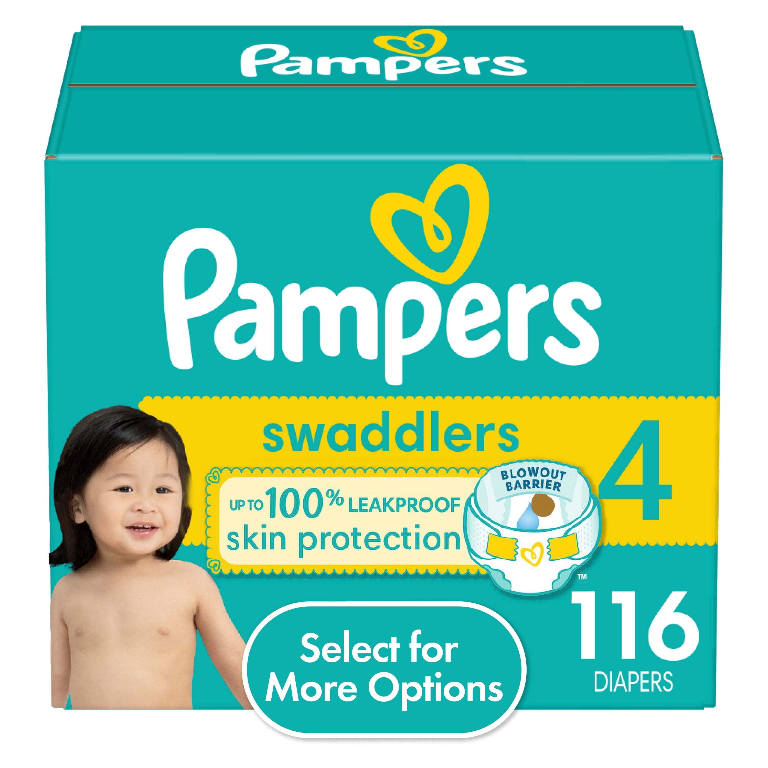 (3 pack) Pampers Swaddlers Baby Diapers Size 4, 116 Count (Select for More Options)