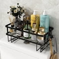 thumbnail image 2 of Godboat Bathroom Organizers & Storage - Above Toilet Storage, Bathroom Shelf with 2 Hooks, Wall Mounted Toilet Shelf, Behind & Above Toilet Organizer, Gift for a Lady (Black), 2 of 5