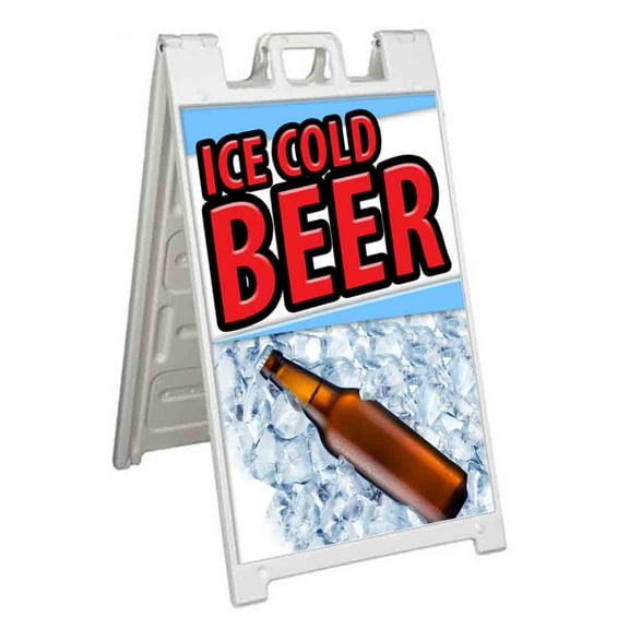 Ice Cold Beer (24" X 36") Standard A-Frame Signicade, Includes Decal Applied To Stand