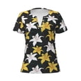 thumbnail image 2 of Uemuo Lilies Flowers Drawing Women's Deep V-Neck Low Cut Tops - Casual Loose Fit with Stainless Steel Loop, Soft, Breathable, Perfect for Office, Travel, and Daily Wear-Medium, 2 of 5