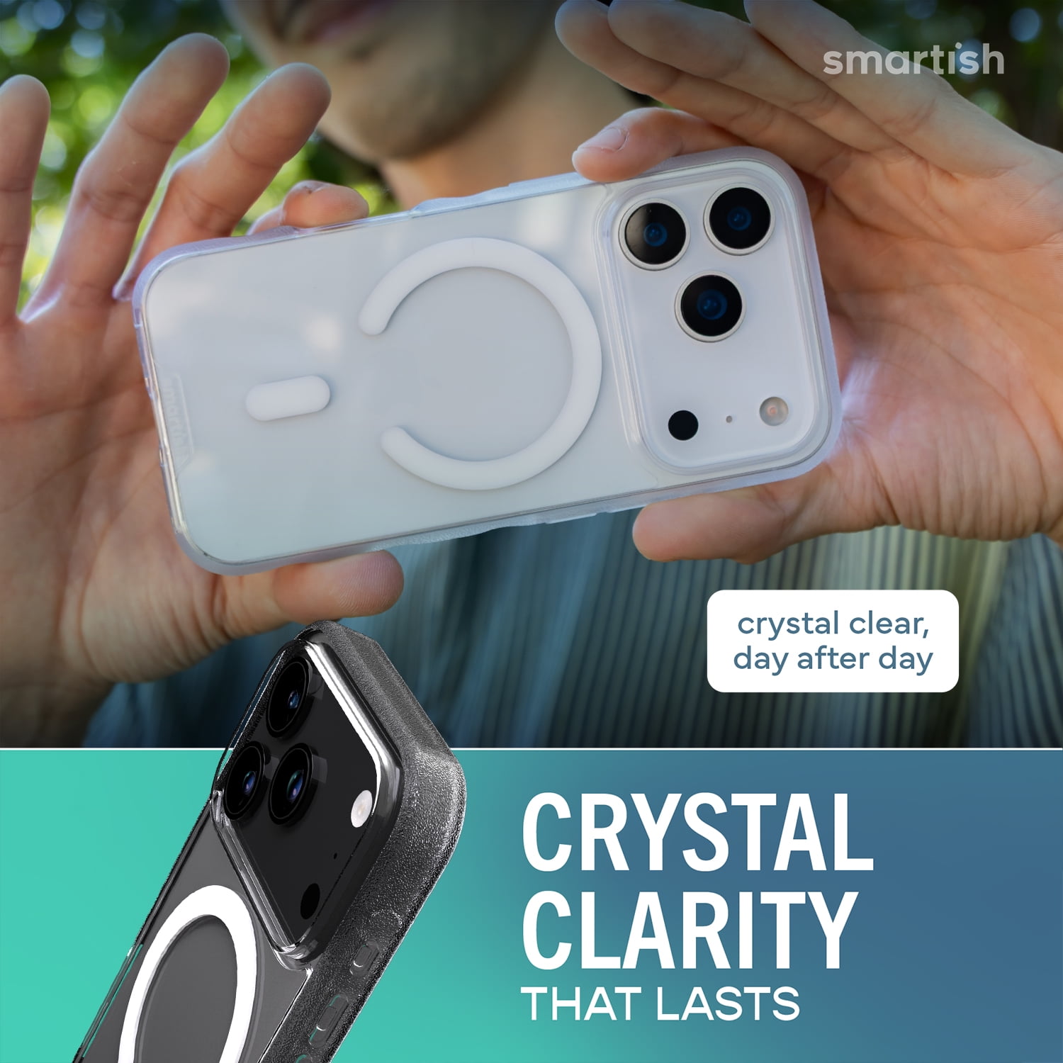 Smartish® iPhone 17 Pro MagSafe Clear Case - Gripmunk Magnetic Slim Case [Lightweight + Protective] Anti-Yellowing Thin Grip Clear Cover for Apple iPhone 17 Pro - Clearly Clear