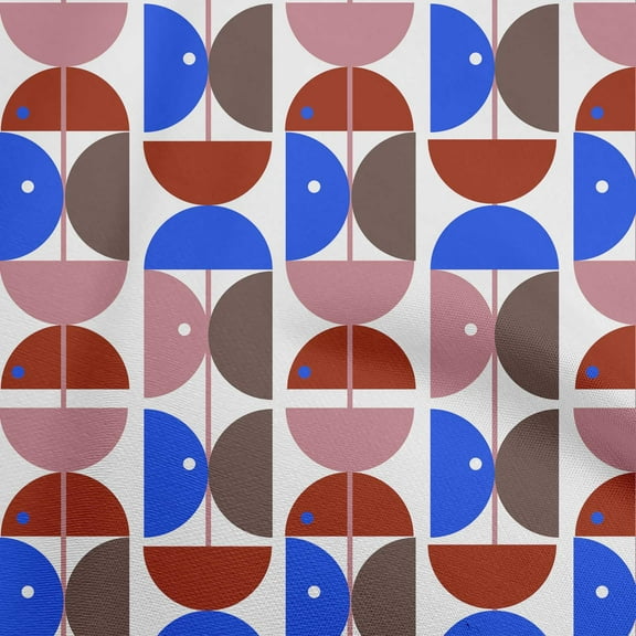 oneOone Polyester Spandex Blue Fabric Geometric Circle Craft Projects Decor Fabric Printed By The Yard 56 Inch Wide