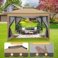 thumbnail image 6 of COBIZI 12x12 Outdoor Gazebo Pop-up Gazebo Canopy with Mosquito Netting Patio Tent Backyard Canopy with 2-Tiered Vented Top 3 Adjustable Height, Brown, 6 of 17