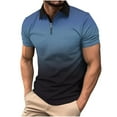 thumbnail image 2 of jjayotai Mens Short Sleeve Tops Clearance Men's Striped Zip-Up Lapel Short-Sleeved Top Sports Lapel Top Shirt, 2 of 6