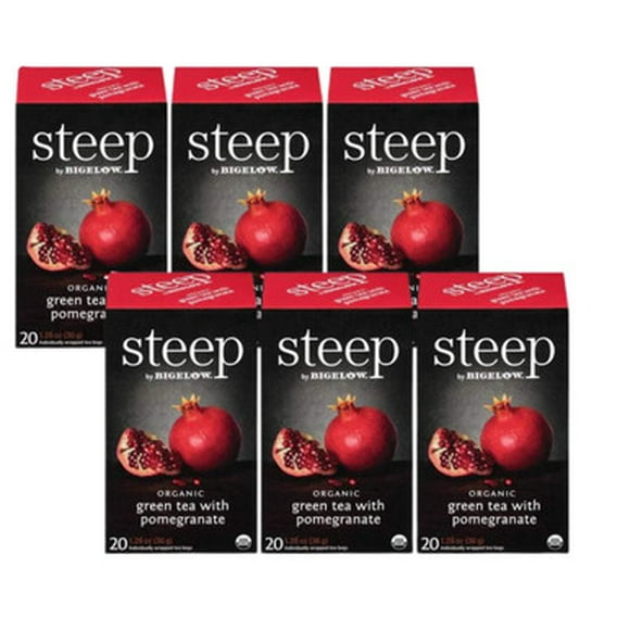 Steep By Bigelow Organic Fruity  Green Tea with Pomegranate Tea Bags - 20-Count(6/CASE)