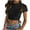 Black tops for women, variant on ATOYSOY Women's Ribbed Slim Crop Tops Fashion Shirts Solid Color Round Neck Retro for Teens Girls Summer Pullover Short Sleeve Elegant Casual Drawstring White XL