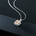 thumbnail image 5 of Gem Stone King 10K White Gold Morganite and Diamond Pendant Necklace for Women (1.90 Cttw, Cushion Cut 8MM, with 18 inch Chain), 5 of 6