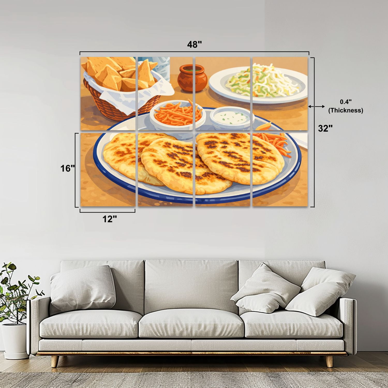 8 Pack Art Acoustic Panels Sound Absorbing dish pupusas others mexican food table Decorative Soundproof Wall Panels Self Adhesive for Nursery Game Room Bedroom 48"x32"