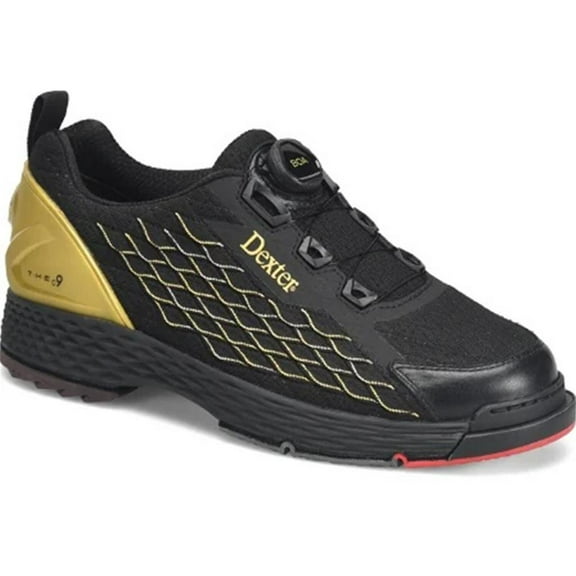 Dexter Mens WIDE WIDTH C9 Knit BOA Bowling Shoes - Black/Gold 9.5