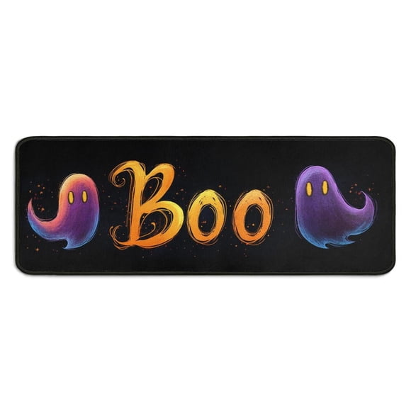 Halloween Kitchen Rug Set of 2 Anti Fatigue Kitchen Mats for Floor,Halloween Scary Ghost Boo Spooky Kitchen Floor Mats for Bathroom,Room Bedroom (47x17+30x17 inches)
