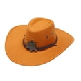 thumbnail image 1 of Sombrero de vaquero para hombre, sombrero de vaquera con correa para la barbilla, sombrero de ala ancha de moda para exteriores Amarillo, 1 of 9