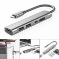 thumbnail image 4 of Accesorios 5 en un USB 2,0 base de expansión 480Mbps PD 60W usb Hub 8K/6K/5K/4K 60Hz adaptador para portátil equipo electrónico PC Hugo concentrador usb c 5 en 1, 4 of 7