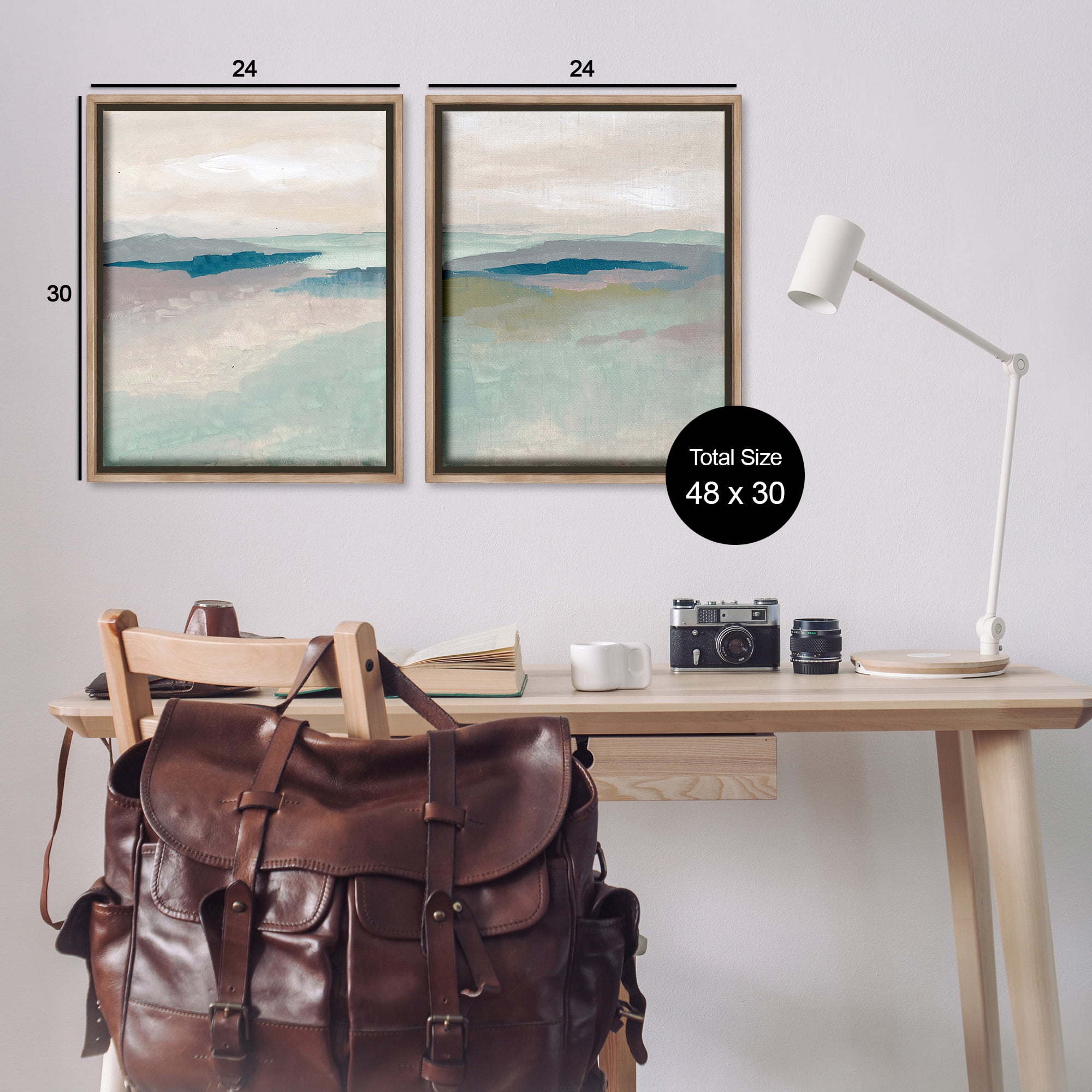 Stupell Industries Soft Abstract Terrain Landscape Painting Brown Floater Framed Canvas Art Print Wall Art, 25 x 31, Set of 2