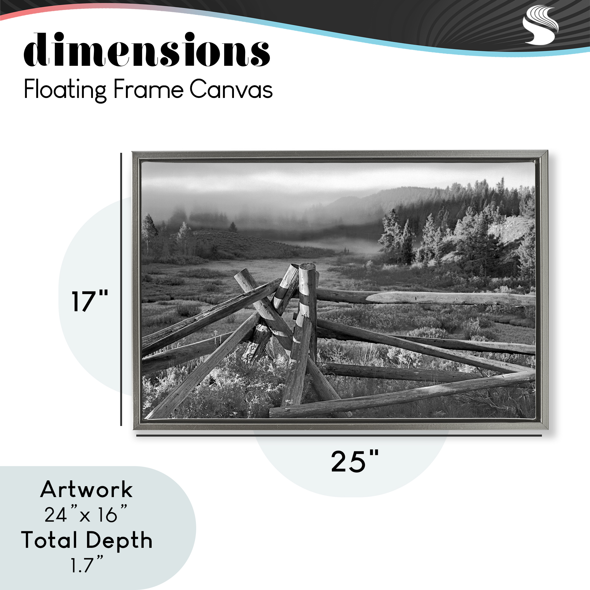Grand Tetons Fence Beyond Gray Framed Floater Canvas Wall Art, design by MJ Photography