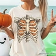 thumbnail image 2 of Ribcage Pumpkins T-Shirt, Retro Skeleton Halloween Tee for Spooky Season, 2 of 6