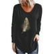 thumbnail image 1 of Mujeres Sexy Feather Crop Workout Manga larga Vintage O-cuello Casual Blusa Tops Fridja ghj987+1116, 1 of 5