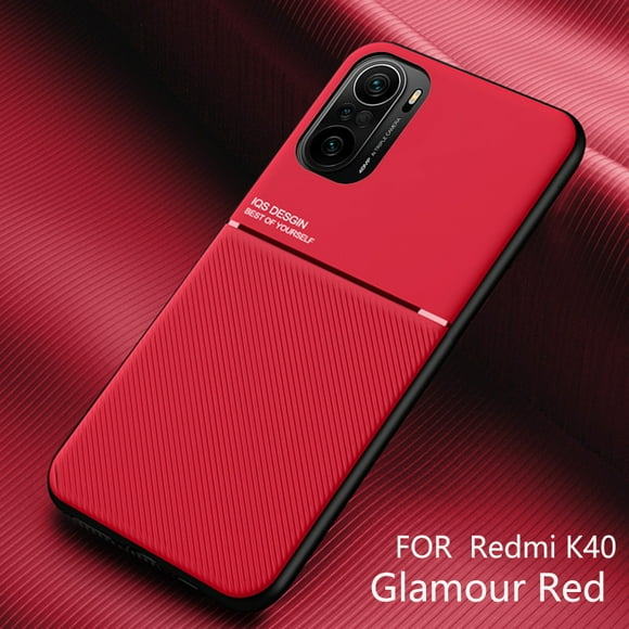 For Xiaomi Poco F3 Case Car Magnetic Holder Leather Plate Back Cover For Pocophone Little Poco F3 F 3 PocoF3 F3poco Phone Cases Red For Poco F3 Global