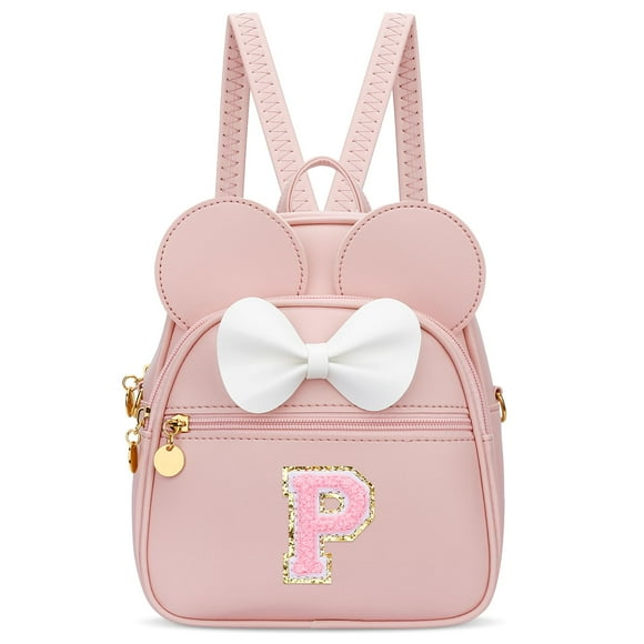 Minimochila KKXIU de piel sintética con diseño de lazo para niñas, color rosa