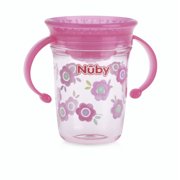 Nuby Tritan 8oz Two Handle Wonder Cup with Hygienic Cover, Flowers