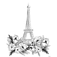 thumbnail image 2 of Louise, Gigi 26x32 Black Ornate Wood Framed with Double Matting Museum Art Print Titled - Eiffel Black White, 2 of 4