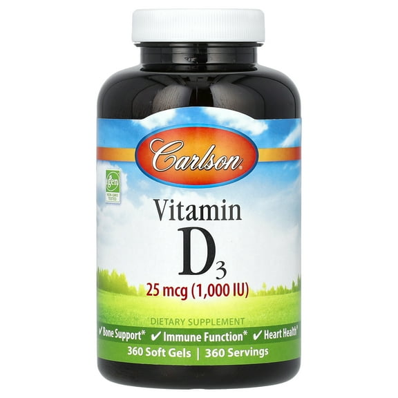Carlson Vitamin D3, 25 mcg (1,000 IU), 360 Soft Gels