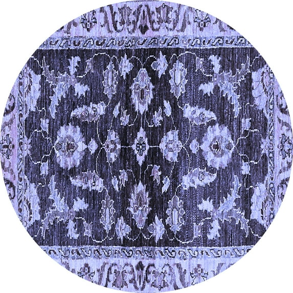 Ahgly Company Indoor Round Oriental Blue Traditional Area Rugs, 6' Round