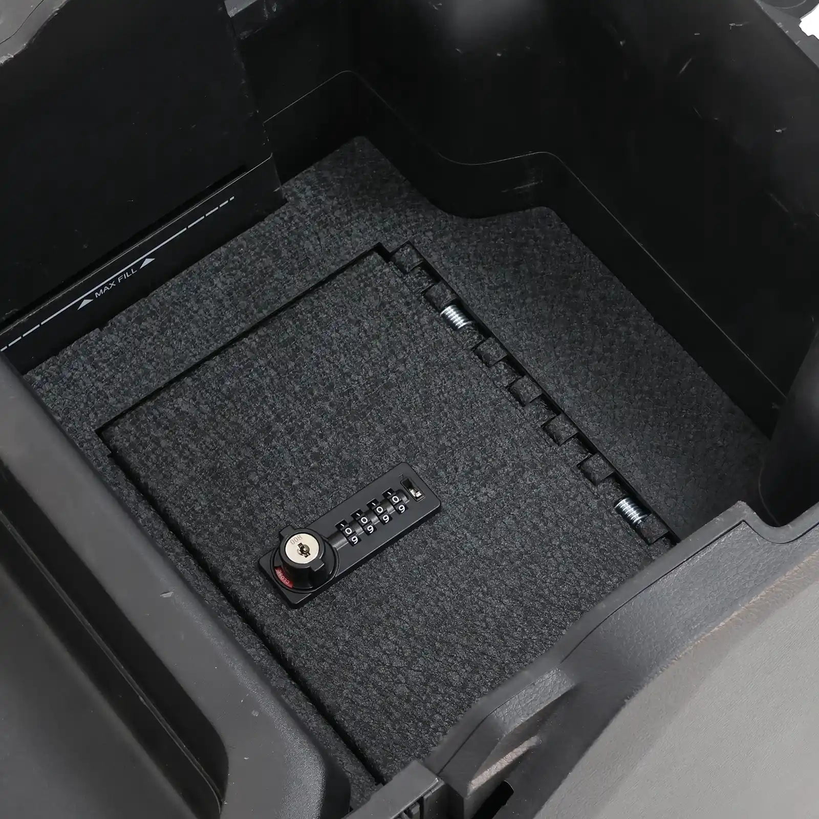 Center Console Safe Gun Safe, WASAI Console Gun Vault Lock box Compatible with RAM 1500/2500/3500 LARAMI/BIGHORN/POWERWAGON 2019-2024, NOT FIT Cup Holder with Cover, 4-Digit Lock with Backup Key.