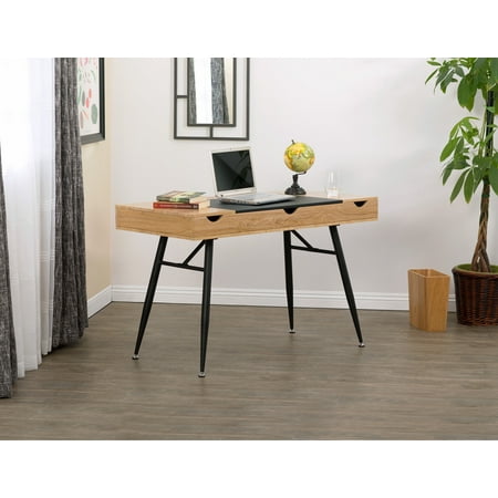 UPC: 0017342512504 | Calico Designs Nook Modern Desk with Multi Soft-Close Storage Compartments in Black Graphite / Ashwood